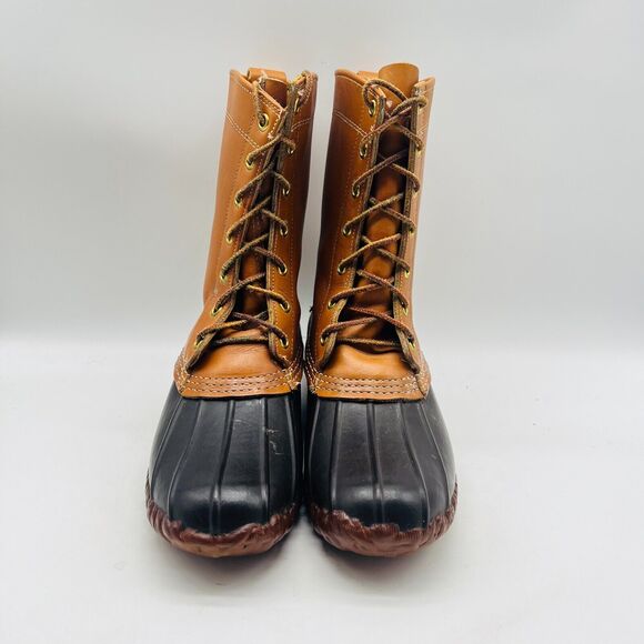 LL Bean Boots Womens 6 Brown Leather 8" Duck Waterproof Snow Rain Vintage Shoes - Picture 9 of 13